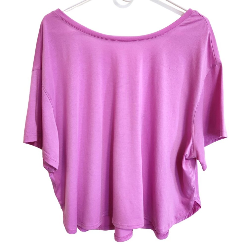 Tek Gear Boxy Fit Criss Cross Back Workout or Everyday Tee Purple Lilac Size 1X